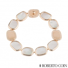 Roberto Coin Rose Gold  Diamond and Mother of Pearl Bracelet 8881936AXLBJX